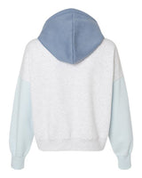 MV Sport W23716 Women's Sueded Fleece Colorblocked Crop Hooded Sweatshirt #color_Arctic Blue