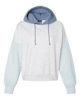 MV Sport W23716 Women's Sueded Fleece Colorblocked Crop Hooded Sweatshirt #color_Arctic Blue