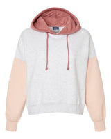 MV Sport W23716 Women's Sueded Fleece Colorblocked Crop Hooded Sweatshirt #color_Cameo Pink
