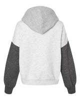 MV Sport W23716 Women's Sueded Fleece Colorblocked Crop Hooded Sweatshirt #color_Charcoal