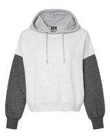MV Sport W23716 Women's Sueded Fleece Colorblocked Crop Hooded Sweatshirt #color_Charcoal