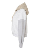 MV Sport W23716 Women's Sueded Fleece Colorblocked Crop Hooded Sweatshirt #color_Heather