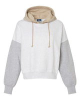 MV Sport W23716 Women's Sueded Fleece Colorblocked Crop Hooded Sweatshirt #color_Heather