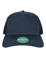 LEGACY ROADIE Five-Panel Trucker Cap #color_Navy Slub/ Black