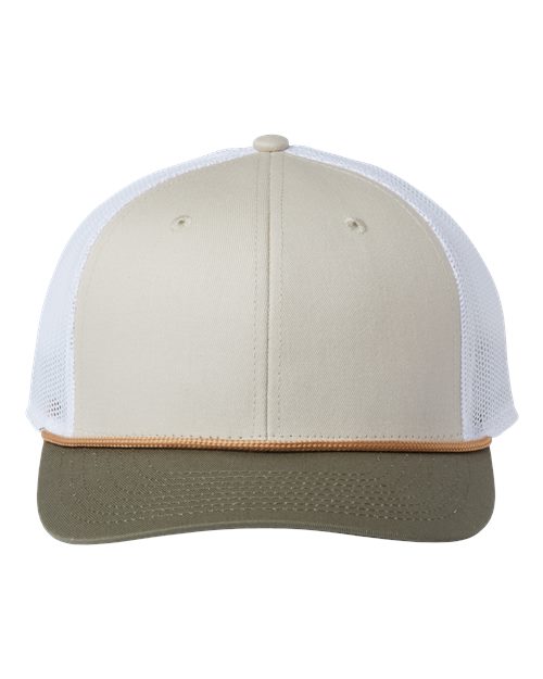 The Game GB452R Everyday Rope Trucker Cap #color_Stone/ Light Olive/ White