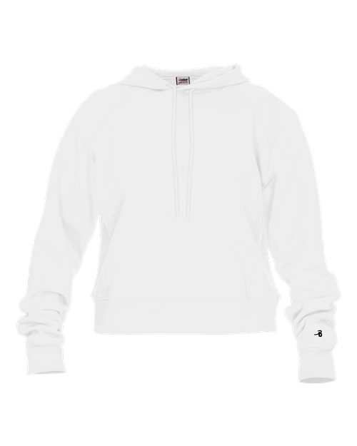 Badger 1261 Women's Crop Hooded Sweatshirt #color_White