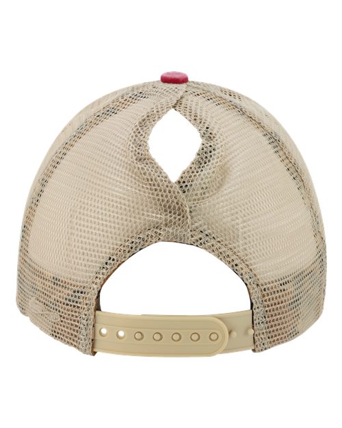 Infinity Her TESS Women's Washed Mesh-Back Cap #color_Red/ Leopard