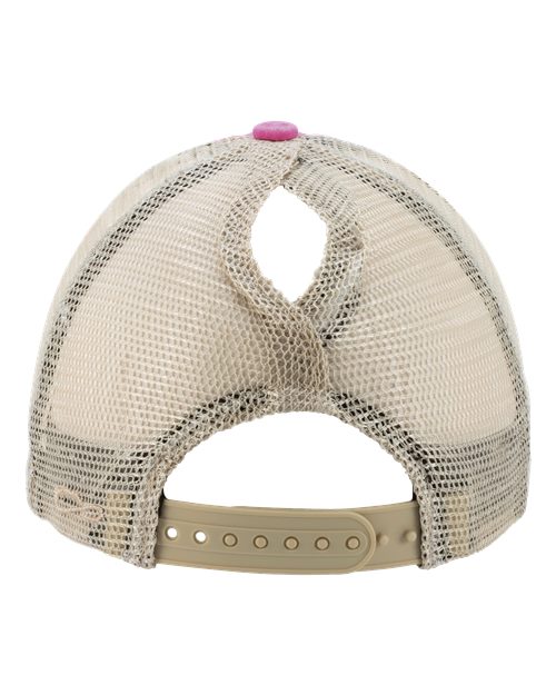 Infinity Her TESS Women's Washed Mesh-Back Cap #color_Rose/ Polka Dots