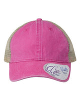 Infinity Her TESS Women's Washed Mesh-Back Cap #color_Rose/ Polka Dots