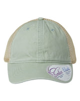 Infinity Her TESS Women's Washed Mesh-Back Cap #color_Sage/ Polka Dots