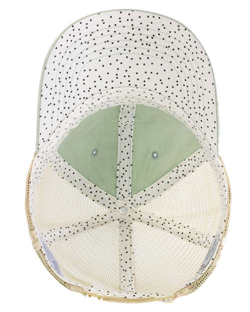 Infinity Her TESS Women's Washed Mesh-Back Cap #color_Sage/ Polka Dots