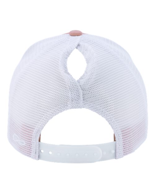 Infinity Her CHARLIE Women's Modern Trucker Cap #color_Dusty Rose/ White