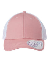 Infinity Her CHARLIE Women's Modern Trucker Cap #color_Dusty Rose/ White