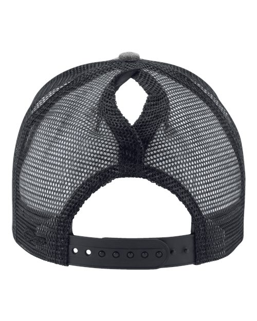 Infinity Her CHARLIE Women's Modern Trucker Cap #color_Heather Grey/ Black