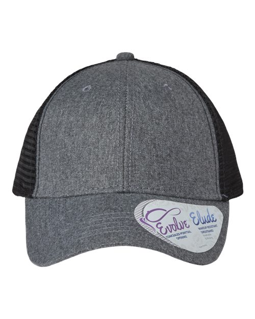 Infinity Her CHARLIE Women's Modern Trucker Cap #color_Heather Grey/ Black