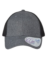 Infinity Her CHARLIE Women's Modern Trucker Cap #color_Heather Grey/ Black