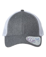 Infinity Her CHARLIE Women's Modern Trucker Cap #color_Heather Grey/ White