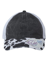 Infinity Her JANET Women's Printed Visor with Mesh Back Cap #color_Black/ Cow/ White