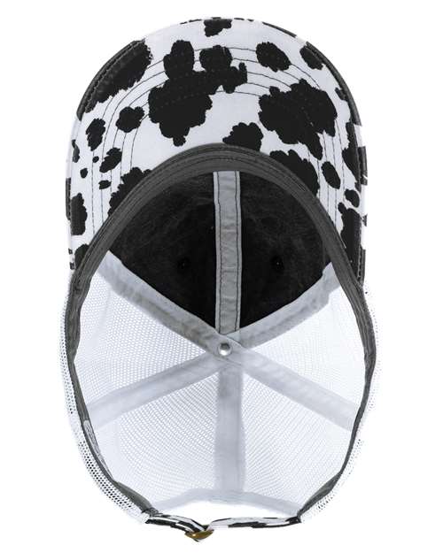 Infinity Her JANET Women's Printed Visor with Mesh Back Cap #color_Black/ Cow/ White