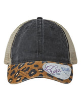 Infinity Her JANET Women's Printed Visor with Mesh Back Cap #color_Black/ Leopard/ Khaki