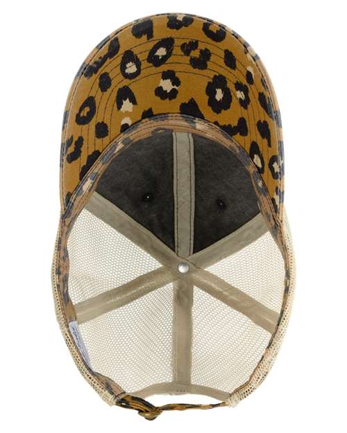 Infinity Her JANET Women's Printed Visor with Mesh Back Cap #color_Black/ Leopard/ Khaki