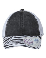 Infinity Her JANET Women's Printed Visor with Mesh Back Cap #color_Black/ Zebra/ White