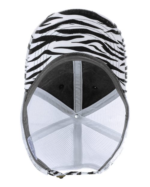 Infinity Her JANET Women's Printed Visor with Mesh Back Cap #color_Black/ Zebra/ White