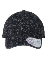 Infinity Her HATTIE Women's Garment-Washed Fashion Print Cap #color_Black/ White Polka Dots