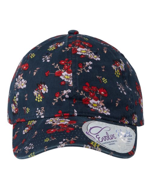 Infinity Her HATTIE Women's Garment-Washed Fashion Print Cap #color_Dark Navy/ Floral