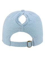 Infinity Her HATTIE Women's Garment-Washed Fashion Print Cap #color_Light Blue/ White Polka Dots