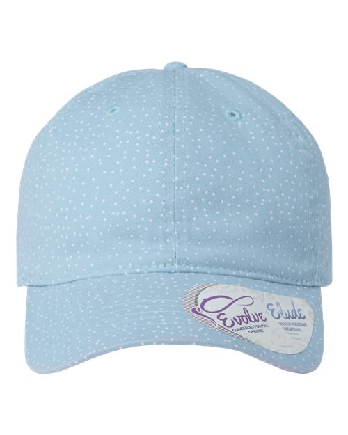 Infinity Her HATTIE Women's Garment-Washed Fashion Print Cap #color_Light Blue/ White Polka Dots