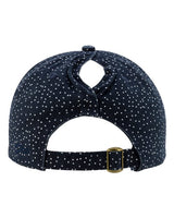 Infinity Her HATTIE Women's Garment-Washed Fashion Print Cap #color_Navy/ White Polka Dots