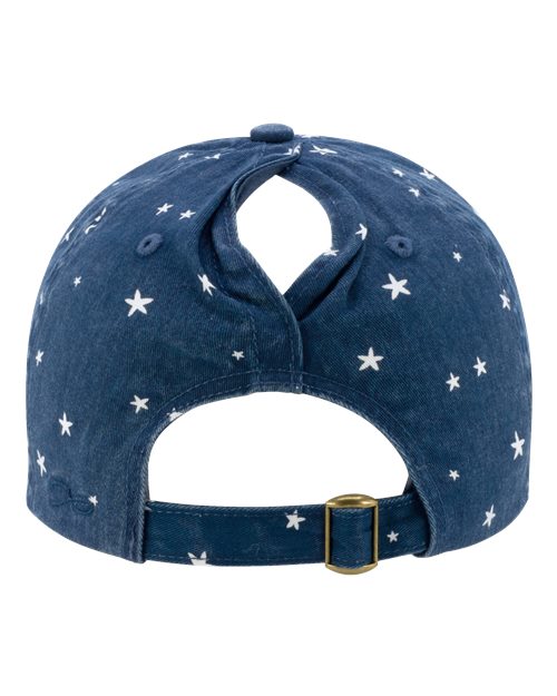 Infinity Her HATTIE Women's Garment-Washed Fashion Print Cap #color_Navy/ White Stars