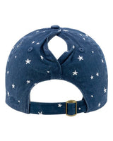 Infinity Her HATTIE Women's Garment-Washed Fashion Print Cap #color_Navy/ White Stars