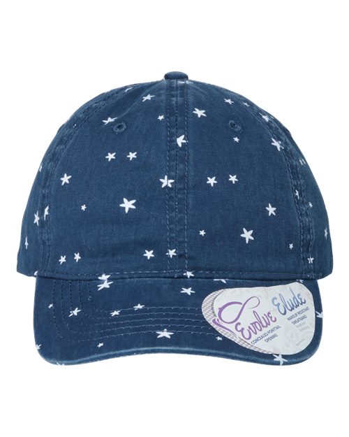 Infinity Her HATTIE Women's Garment-Washed Fashion Print Cap #color_Navy/ White Stars