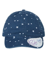 Infinity Her HATTIE Women's Garment-Washed Fashion Print Cap #color_Navy/ White Stars