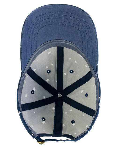 Infinity Her HATTIE Women's Garment-Washed Fashion Print Cap #color_Navy/ White Stars