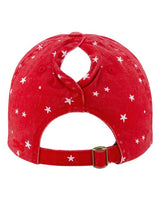 Infinity Her HATTIE Women's Garment-Washed Fashion Print Cap #color_Red/ White Stars