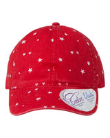 Infinity Her HATTIE Women's Garment-Washed Fashion Print Cap #color_Red/ White Stars