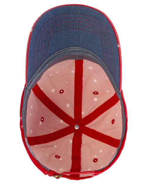 Infinity Her HATTIE Women's Garment-Washed Fashion Print Cap #color_Red/ White Stars