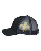 Kati S700M Printed Mesh Trucker Cap #color_Black/ Black/ Fleur De Lis