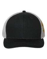 Kati S700M Printed Mesh Trucker Cap #color_Black/ Vegas Gold/ Fleur De Lis