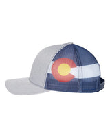 Kati S700M Printed Mesh Trucker Cap #color_Heather Grey/ Colorado Flag