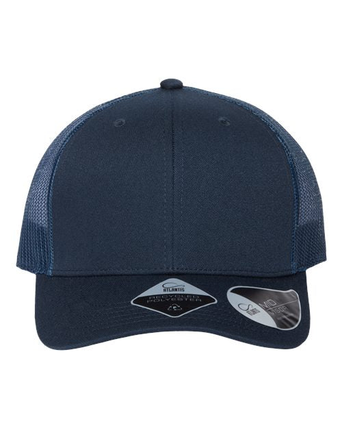 Atlantis Headwear BRYCE Sustainable Trucker Cap #color_Navy/ Navy