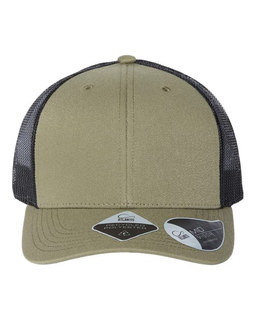 Atlantis Headwear BRYCE Sustainable Trucker Cap #color_Olive/ Black