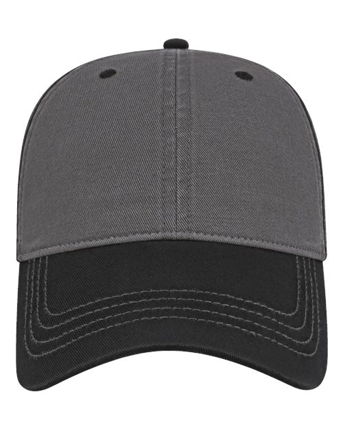 CAP AMERICA i1002 Relaxed Golf Dad Hat #color_Dark Grey/ Black