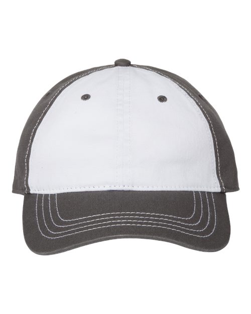 CAP AMERICA i1002 Relaxed Golf Dad Hat #color_White/ Dark Grey