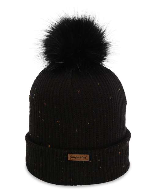 Imperial 6014 The Montage Pom Cuffed Beanie #color_Black