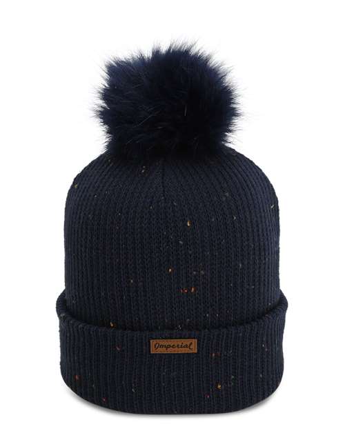 Imperial 6014 The Montage Pom Cuffed Beanie #color_Navy