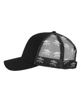 Kati S700M Printed Mesh Trucker Cap #color_Black/ Black/ Skull